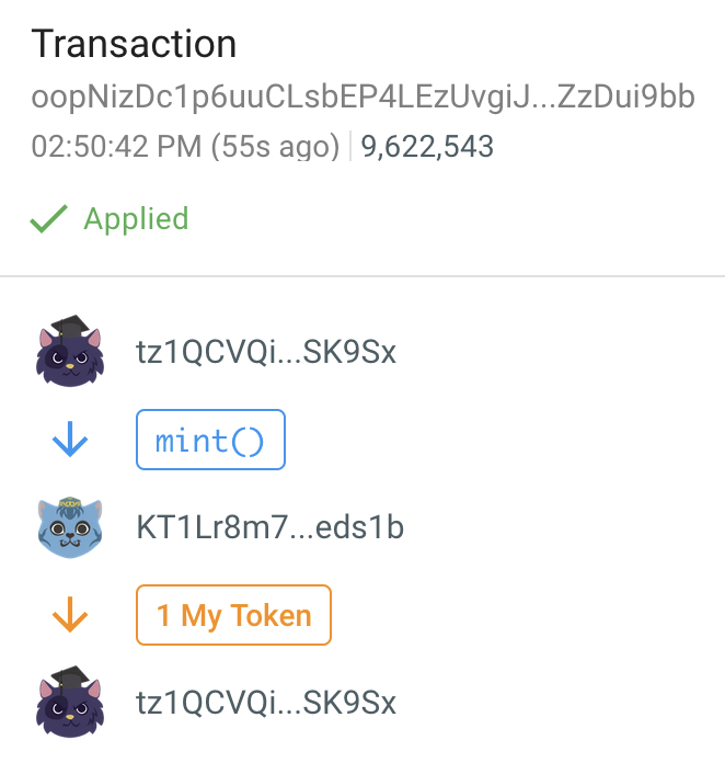 The completed transaction